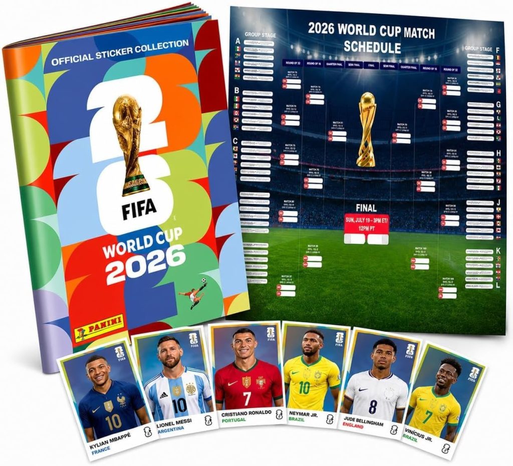 Set de cromos y álbum Panini del Mundial 2026 - Copa del Mundo 2026 - Fútbol - con calendario (álbum de intercambio)