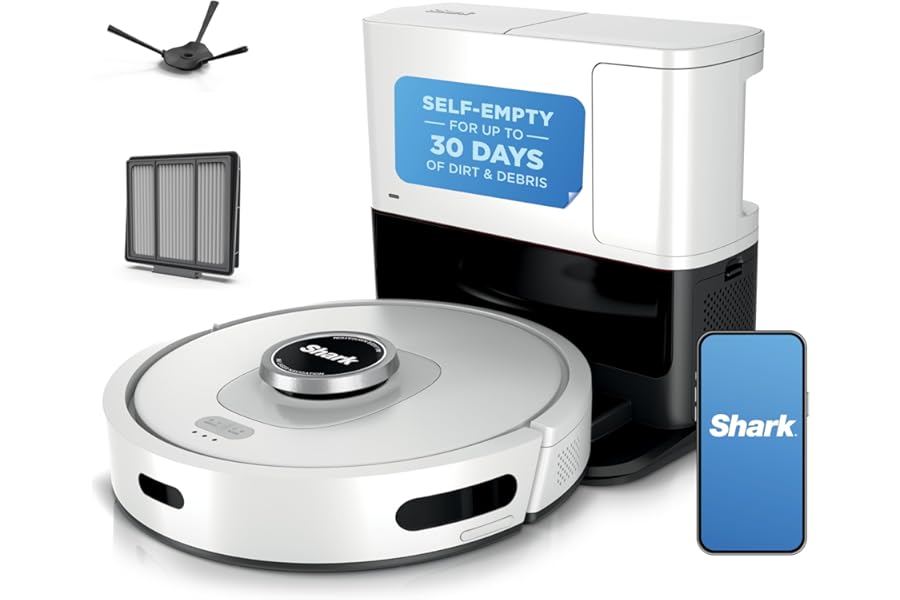 Shark Matrix Clean | Robot Vacuum Cleaner with Powerful Suction for Pet Hair, Rugs, Carpets & Hard Floors | Self-Empty Base | 60-Day Capacity | Voice Control | LiDAR Navigation | White | AV2511AE​