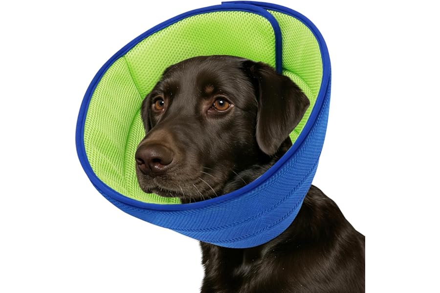Soft Dog Cone Collar Alternative - Adjustable Comfy Cones for Large/Medium/Small Dogs to Stop Licking After Surgery, Comfortable Fabric Elizabethan Collars, Head Cone of Shame for Neuter Recovery (S)