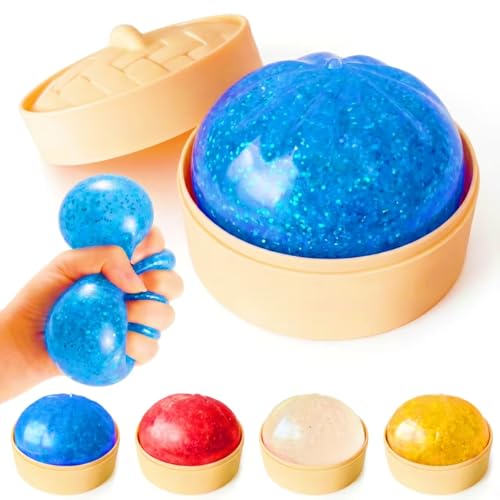 Soft Squishy Stress Ball Dumpling Slow Rise Fidget Toy Squeeze Sensory Dumpling Anxiety Relief Cute Squishy Shape Balls Soft Squeeze Toys for Kids Adults （Bule）