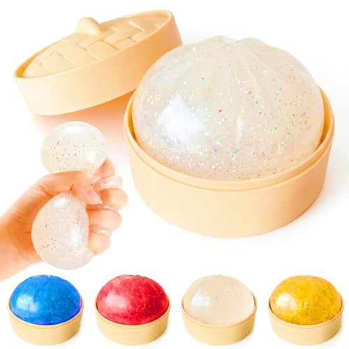 Soft Squishy Stress Ball Dumpling Slow Rise Fidget Toy Squeeze Sensory Dumpling Anxiety Relief Cute Squishy Shape Balls Soft Squeeze Toys for Kids Adults （White）