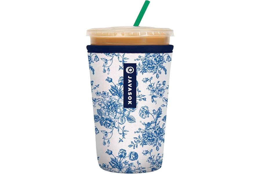 Sok It JavaSok Iced Coffee & Cold Soda Insulated Neoprene Cup Sleeve (Like Fine China, Medium: 22-28oz)