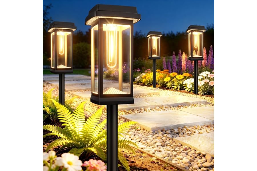 Solar Pathway Lights Outdoor, 8 Pack Upgraded Solar Garden Lights solar powered, solar lights outdoor waterproof IP65, 15 Hours Outdoor Solar Lights for Yard Patio Landscape Walkway Driveway Decor