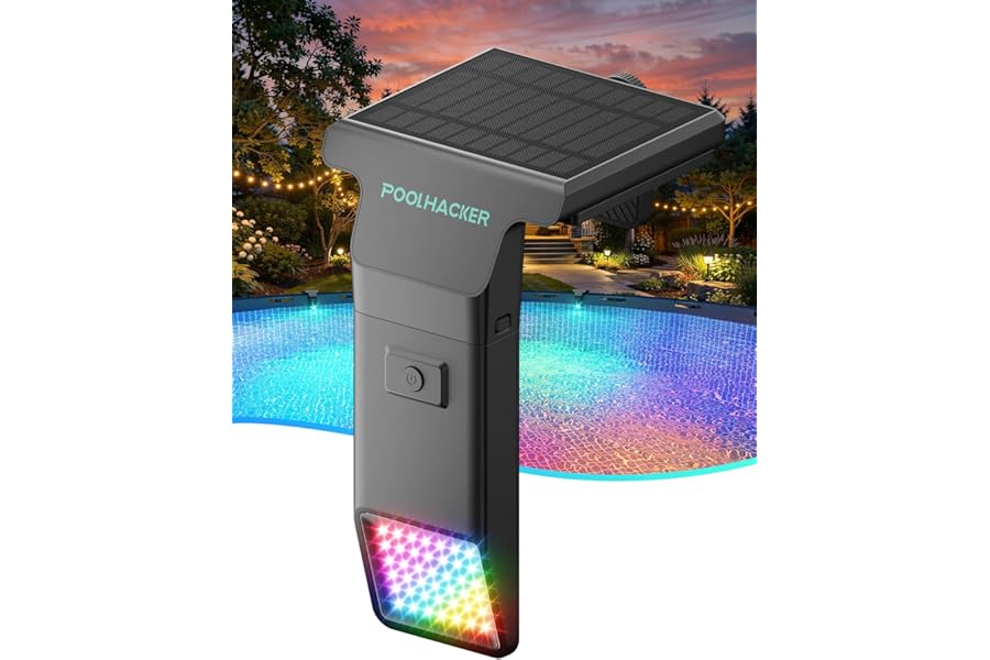 Solar Pool Lights for Inground & Above Ground Pool, 10-Color 4-Mode LED Pool Lights, Underwater Swimming Pool Lights with Tim