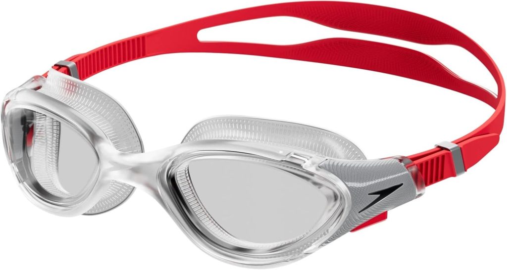Speedo Biofuse 2.0-zwembril, uniseks, gepatenteerde eenvoudige aanpassing, anti-condens, anti-lek, verbeterde pasvorm, verbeterd comfort, zwart/chroom, eenheidsmaat