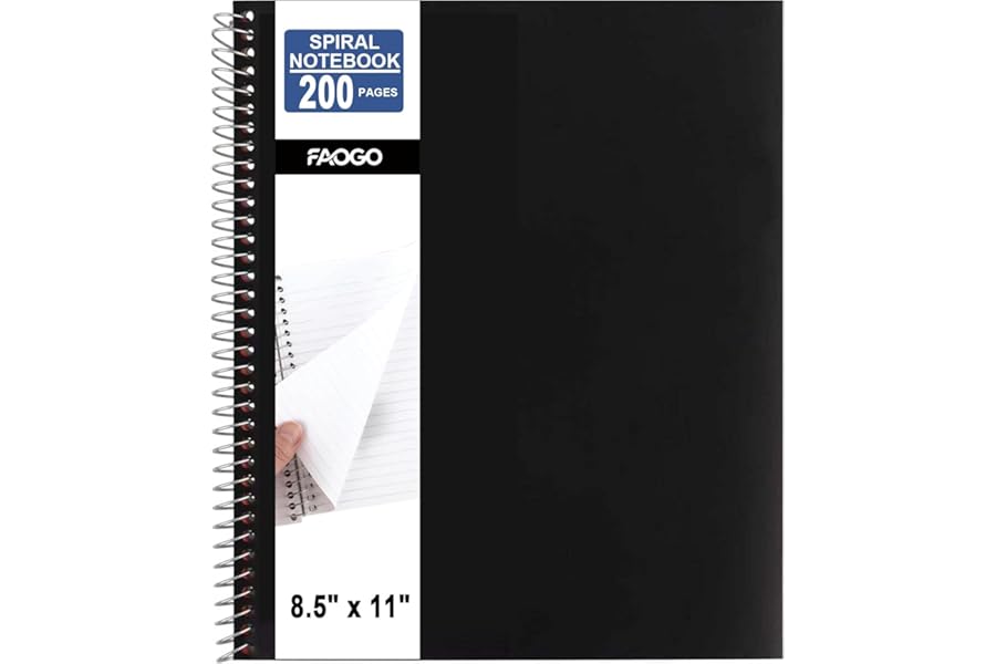 Spiral Notebook, 8.5" x 11", 200 Sheets, College Ruled & Graph Paper, Water-Resistant Cover, Easy Tear-Off, 3-Hole Punched, B