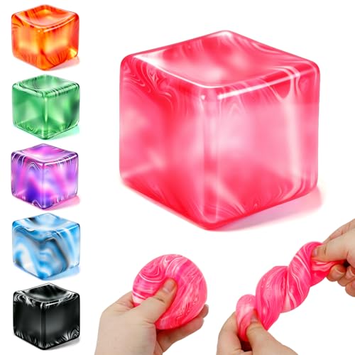 Squishy Stress Cube Sensory Fidget for Adults Anxiety Relief Squeeze Stress Balls for Classroom Prizes Party Favors Gifts (Pink)