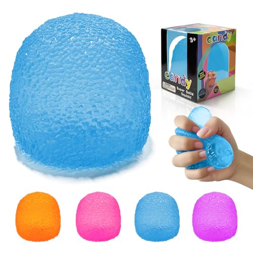 Stress Balls-Gumdrop Squishy Stress for Kids and Adults, Super Solid Squeeze Ball, Sensory for Stress Relief, Birthday, Easter Basket Stuffers and Party Favors (Blue)