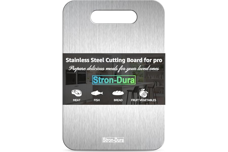Stron- Dura Cutting Board - 304 Food Grade Stainless Steel Cutting Boards for Kitchen- for cutting Meat, Fruit, Vegetables, Outdoor or Indoor 11.5" X 8" (1, Small)