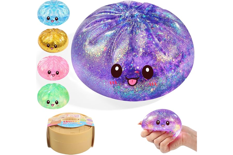 Sugar Dumpling Squishy,Viral Bao Bun Squishy Dumling Mystery Box,Stress Relief Fidget Squeeze Toy for Holiday & Birthday Gifts (Purple)