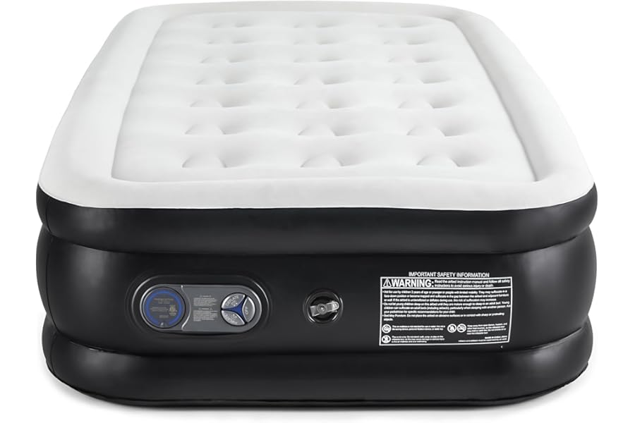 Sweetcrispy Weight Capacity 660 lbs Air Bed, Double Height, Non-Slip Bottom Design, Twin Air Mattress - 18" Inflatable Blow Up Airbed with Built-in High Capacity Pump for Home or Camping