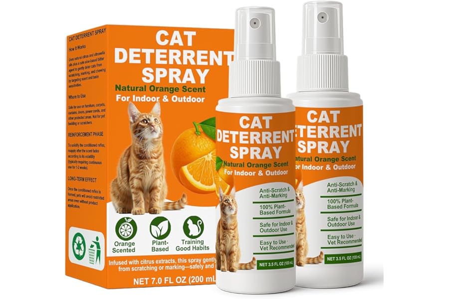 TPBEHMZ Cat Deterrent Spray 2 Pack, Natural Non-Toxic Plant Based Anti-Scratch & Anti-Marking Spray for Cats & Kittens,