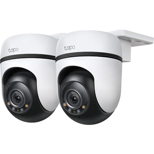 Tapo C510W(2-Pack) – Pack of 2 Outdoor Wi-Fi Cameras 2K 3MP IP65 with 360° Rotation, AI, Night Vision and Privacy Mode