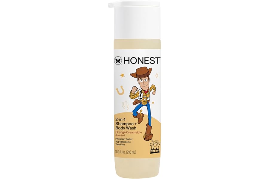 The Honest Company Cleansing 2-in-1 Shampoo + Body Wash, Gentle on Skin, Dermatologist Tested, Tear Free, Hypoallergenic, Disney and Pixar's Toy Story, Orange Creamsicle
