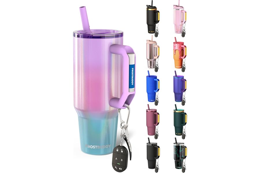 Thicc Buddy - 40 oz Stainless Steel Vacuum Insulated Tumbler with Lid and Straw for Water - Travel Mug Cupholder Friendly - Gifts for Women Men Him Her (Cotton Candy)