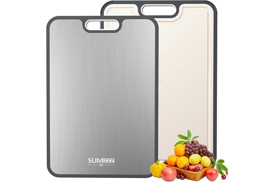 Titanium Cutting Board for Kitchen, Cutting Board Double Sided Food Grade, Pure Titanium/PP, Easy to Clean Large Size 15”×10.3”