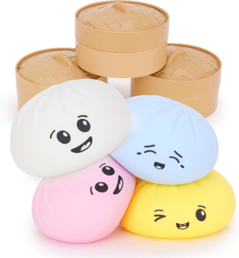 Toyland® Bourrelette Bao Squishy avec boîte Vapeur en Plastique - Jouet Anti-Stress pour Enfants - 1 aléatoire - Dès 3 Ans