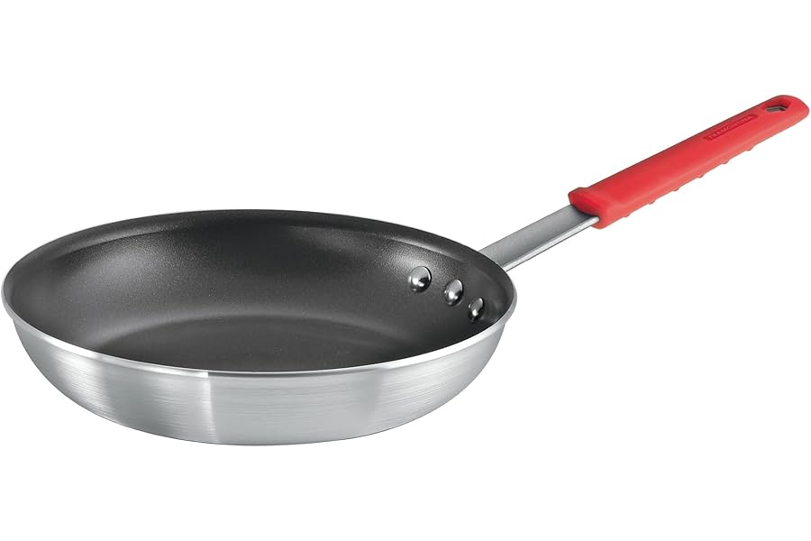 Tramontina Professional 10-Inch Non Stick Frying Pan, Heavy-Gauge Aluminum Skillet with Reinforced Nonstick Coating, Red Handle, Dishwasher and Oven Safe