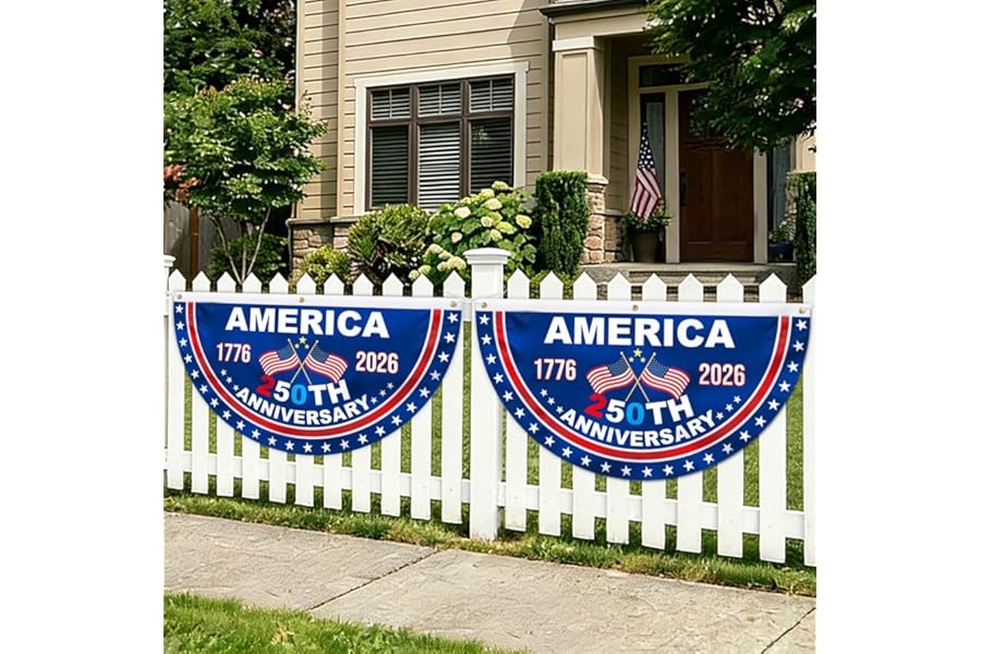USA 250th Anniversary Flag Bunting, 2 Pcs 1.5 x 3 FT 1776-2026 250 Year American Patriotic Banner, 4th of July Party Decorations, Indoor Outdoor Hanging Decor, American Independence Decor
