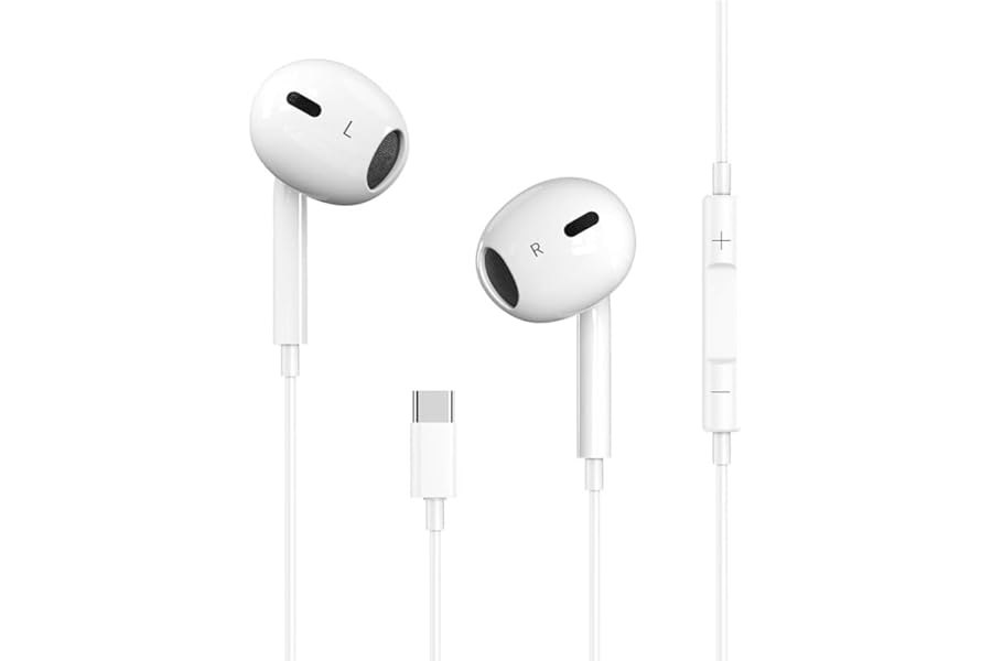 USB C Headphones for iPhone 17/16/15 Pro Max Plus Type C Earbuds with Microphone & Remote Noise Cancelling Earphones for iPhone 17/16/15 Pro, iPad,Galaxy S25/S24/S23/S22/S21/S20/Ultra Note 10/20