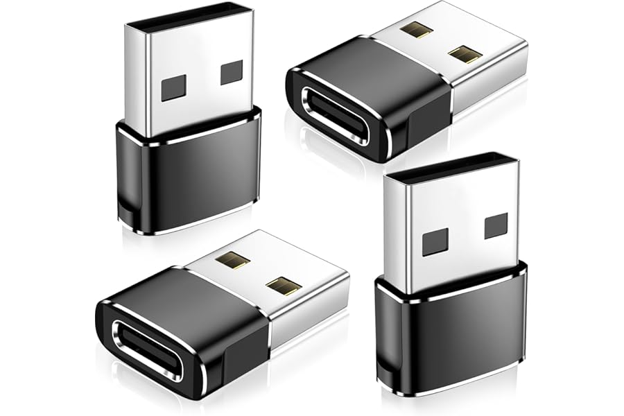 𝟒𝐏𝐚𝐜𝐤 𝐔𝐩𝐠𝐫𝐚𝐝𝐞𝐝 USB to USB C Adapter,Type-C Female to A Male Charger Converter for iPhone 17 Charger,iWatch Ultra SE 9 10,iPhone 17 Pro Max 16 15 14,Samsung S25,AirPods,iPad,Car,Xbox