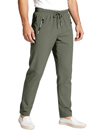 Ugerlov Men's High Waisted Hiking Pants Quick-Dry Lightweight Outdoor Sports Sweatpants Baggy Stretch Running Camping Fishing Athletic Active Gym Workout Lounge Travel Casual Joggers Khaki XXL