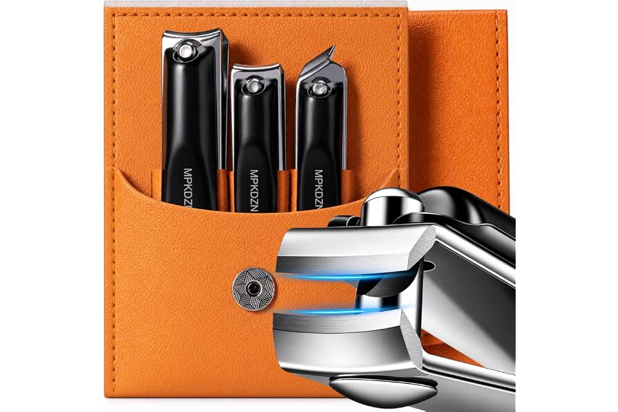 Upgraded 20% Ultra Sharper All-in-One Fingernail and Toenail Clippers, 15% Thicker Sturdy DE-420J2 Stainless Steel, Great Gifts Nail Clippers for Seniors Toe Nail Clippers Case (3-in-1 Black)