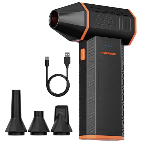 WOLFBOX MegaFlow 50 Compressed Air Duster-110000RPM Super Power Electric Air Duster, 3-Gear Adjustable Mini Blower with Fast Charging, Dust Blower for Computer, Keyboard, House, Outdoor and Car