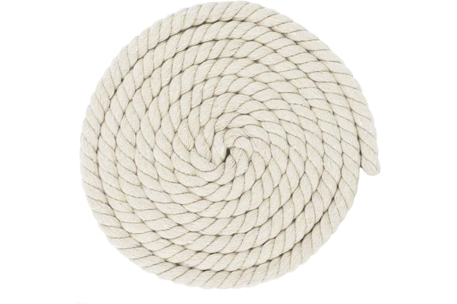 West Coast Paracord Twisted 3 Strand Natural Cotton Rope Artisan Cord – 1/4, 1/2, 5/8, 3/4 and 1 Inch Diameters – 10, 25, 50, 100 Feet