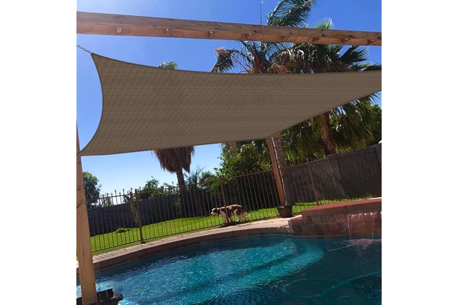 Windscreen4less 10' x 15' Sun Shade Sail Rectangle Outdoor Canopy Cover UV Block for Backyard Porch Pergola Deck Garden Patio (Brown)