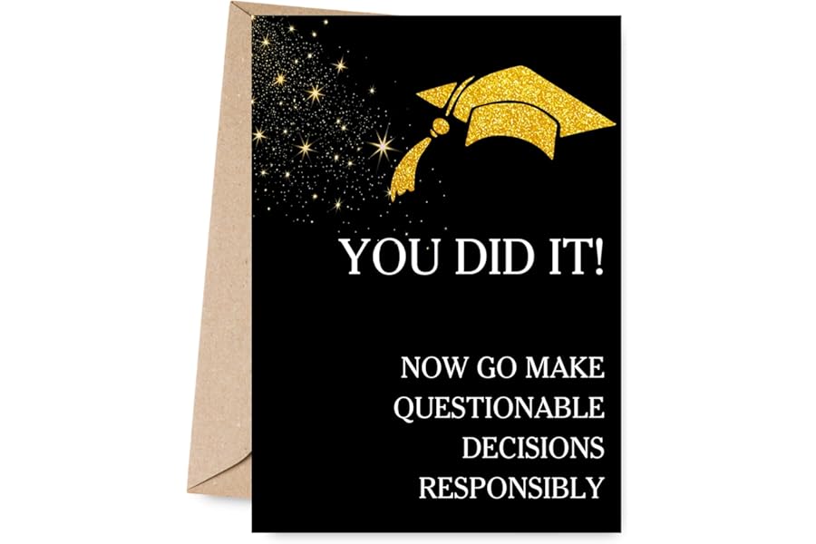 Wonkali Graduation Card Gifts, Black and Gold Congrats College, High School Graduation Greeting Card with Envelopes, Grad Gifts for Daughter, Son
