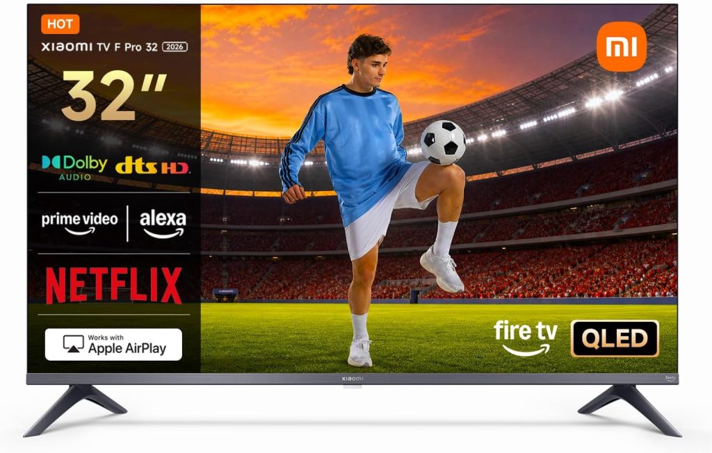 XIAOMI TV F Pro 32, 32 Pulgadas (81 cm), QLED, Smart TV, Fire OS7, Control por Voz Alexa, Dolby Audio™, DTS Virtual:X, DTS-HD, Compatible con Apple AirPlay