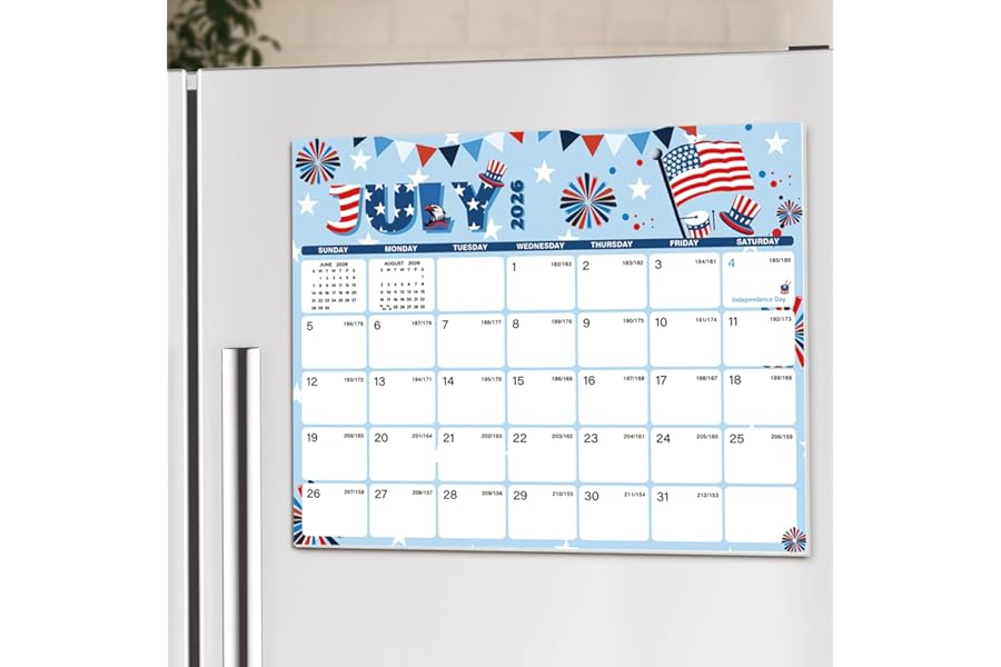 XISIDO 2026-2027 Magnetic Calendar for Refrigerator, 18 Monthly Fridge Calendar Magnet July 2026 to December 2027, 11" X 8.5" (Seasonal Designs)