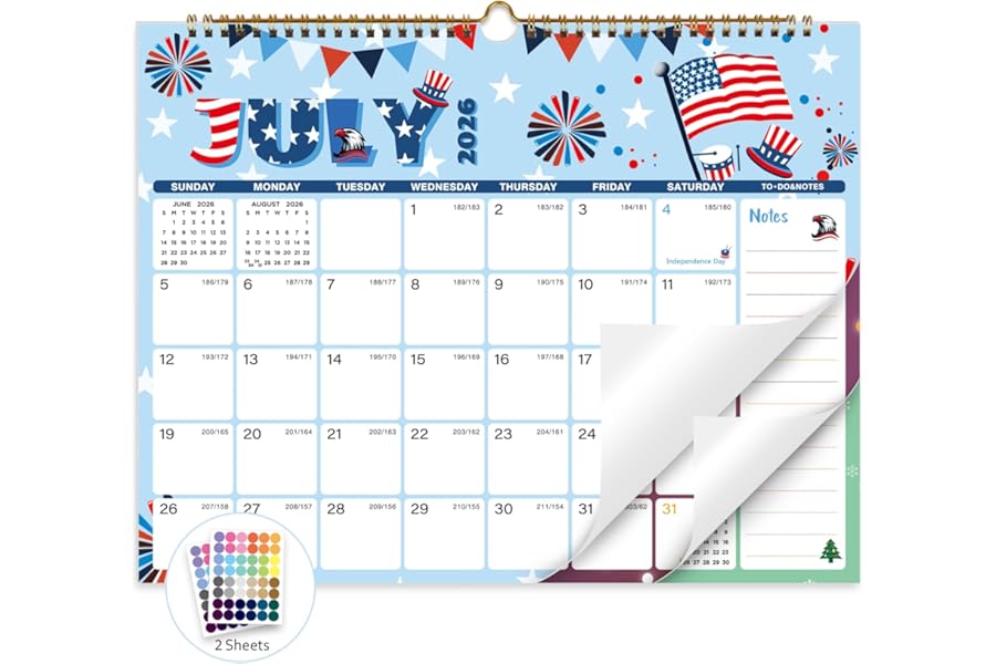 XISIDO 2026-2027 Wall Calendar, Calendar 2026-2027, 18 Month Calendar July 2026 - December 2027, 14.8" X 11.5", Calendar with