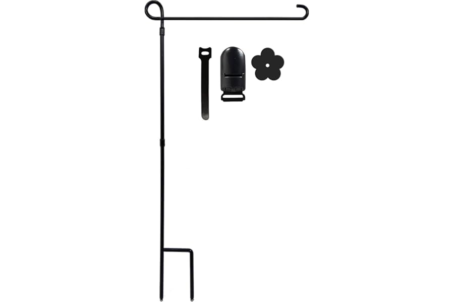YEAHOME Garden Flag Holder Stand, Premium Yard Flag Holder Weather-Proof Metal Powder-Coated Flagpole with Clip and Stopper for Christmas Garden Flag, Outdoor Garden Decor Decoration