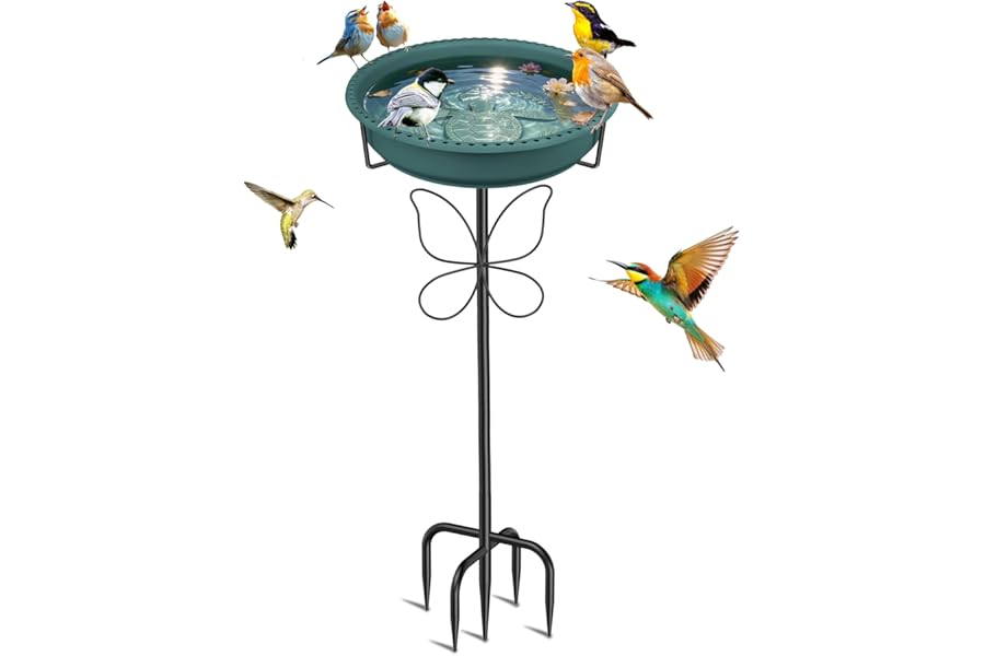 YOADEHOA Bird Bath for Outside, Garden Freestanding Birdbath & Birdfeeder with Removable Bowl, Bird Baths Feeder for Outdoors