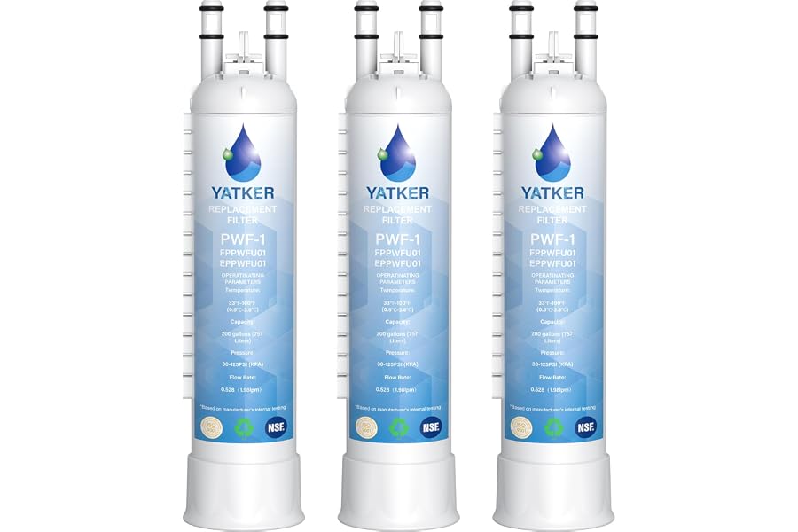 Yatker FPPWFU01 Water Filter Replacement for Frigidaire FPPWFU01 Water Filter, Compatible with PurePour PWF-1,EPPWF01 PureAdvantage PWF-1 (3-Pack)