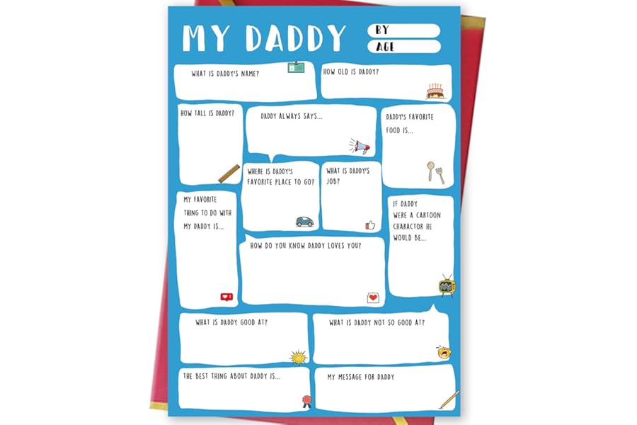 Ziwenhu Daddy Fathers Day Card,Funny Fathers Day Gift,Dad Gift from son daughter,Fathers Day Gift Ideas,Fill in the blanks keepsake Card……