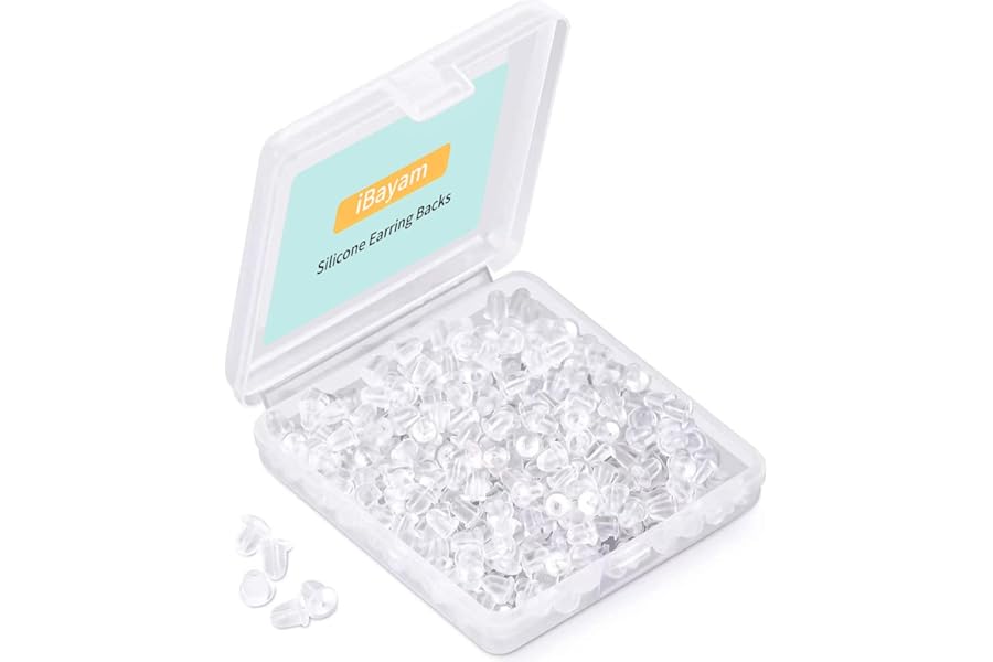 iBayam Silicone Earring Backs Earring Backings 1200 Pcs Soft Clear Ear Safety Back Pads Backstops Clutch Stopper Replacement for Fish Hook Earring Studs Hoops, Diameter 4mm