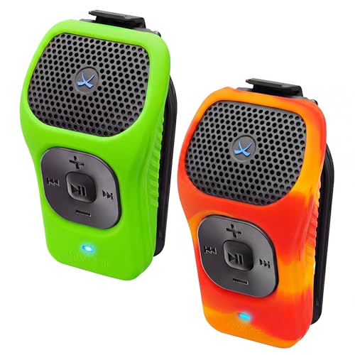 noxgear 39g Wearable Bluetooth Speaker, Magnetic Mini Clip-On EDC Gear, Waterproof Up to 15 Hours Playtime | Clip On Speaker, Wearable Speaker with Microphone, 100ft Range (Color: Fire + Green)