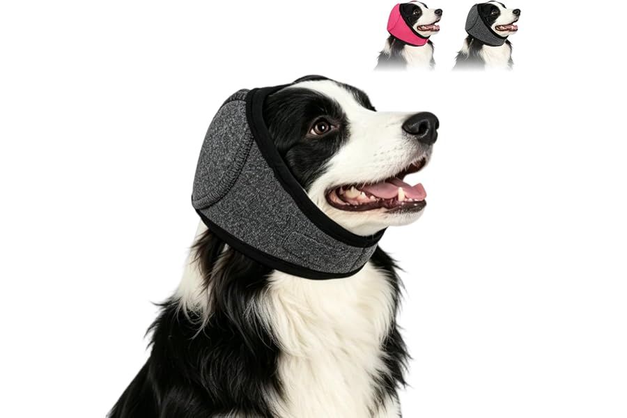 yetary Noise Cancelling Ear Wrap, Dog No Shake Ear Wraps, Comfortable Quiet Dogs Calming Hoodie, Adjustable, Effectively isolates Noise from Fireworks, Thunder, and Vacuum Cleaners (Gray, M)