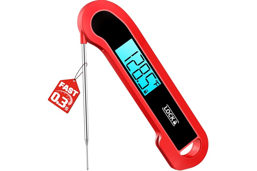 0.3 Sec Instant Read Meat Thermometer Digital for Cooking, ±0.5℉ Precision, Food Thermometer for Grilling, Air Fryer, Smoker, Candy, BBQ Essentials, Kitchen Gadgets, Gift for Dad Him Men, Red