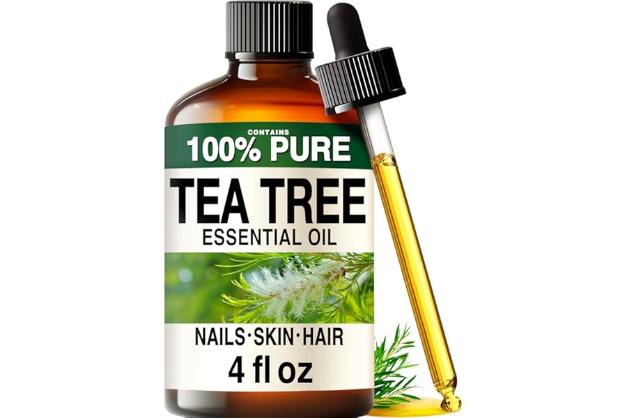 100% Pure Tea Tree Oil - 4 Fl Oz Tea Tree Essential Oil for Hair, Skin, Diffuser, Aromatherapy & DIY Soap Making Scent