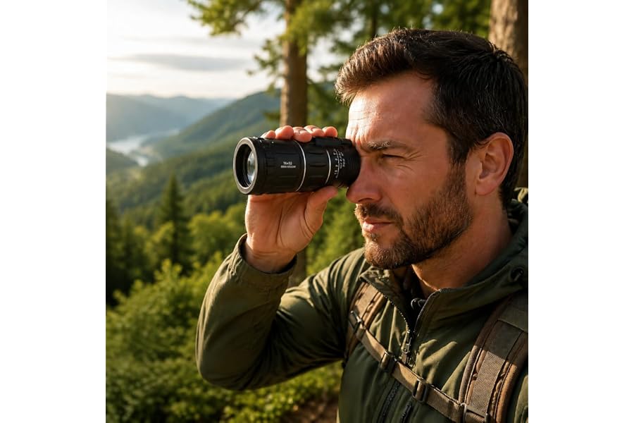 16X52 High Magnification Monocular Telescope, Cool Gadget Birthday Gift for Men, Hiking Hunting Camping Travel Lightweight Outdoor