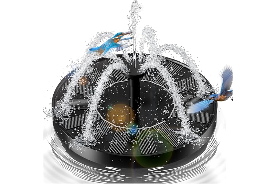 2.5W Solar Bird Bath Fountains– Upgraded Solar Pond Fountain with 6 Nozzles,Solar Fountain for Bird Bath, Pond, Garden Decor (Black)
