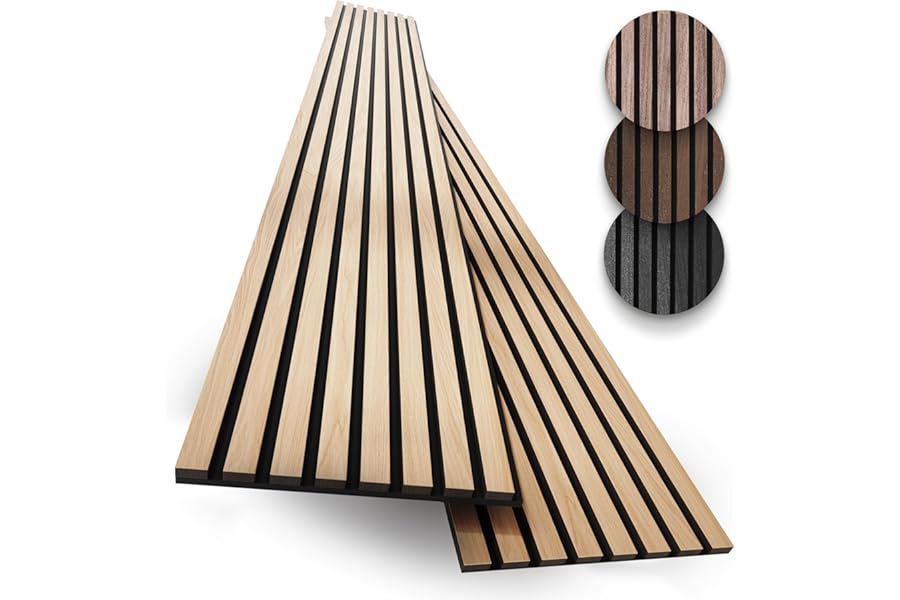 2-Pack Wood Panels for Wall - Acoustic Wood Slat Wall Panels, Soundproof Wooden Paneling for Interior Decor