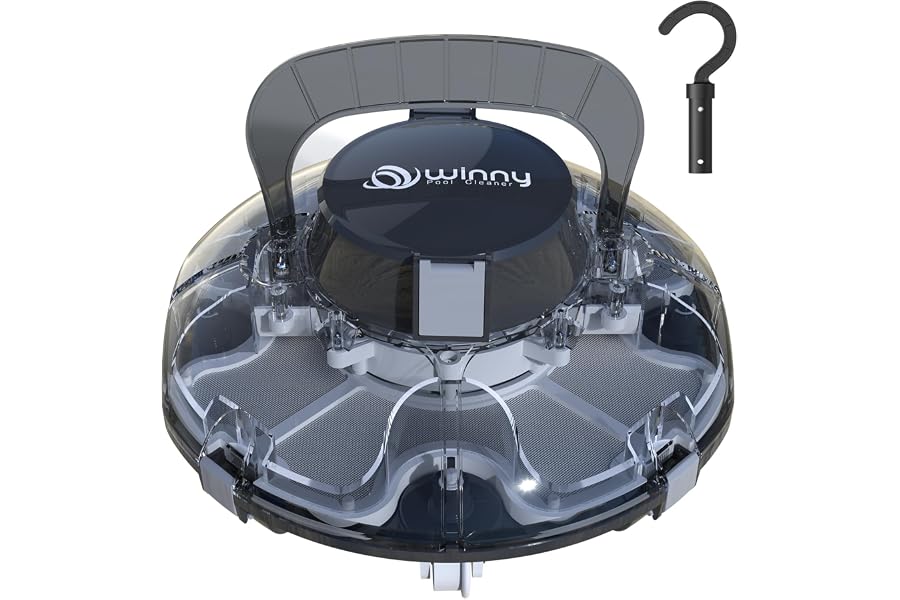 (2026 Upgrade) Cordless Pool Vacuum for Above Ground Pool, Automatic Pool Cleaner Robot Cleaning Up to 660 sq.ft, Dual-Layer Filtration, 90 Mins Runtime, Self-Parking, with Hook (Obsidian Black)