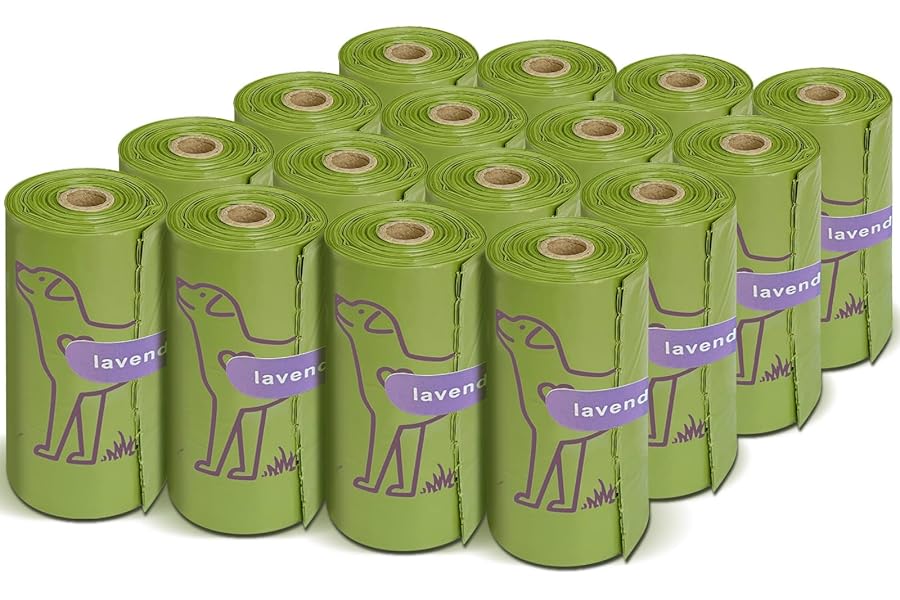 240 Count Lavender Scented 13” x 9” Dog Poop Bags Rolls, Leakproof Strong & Sturdy Waste Bags for Doggie Cat Pet