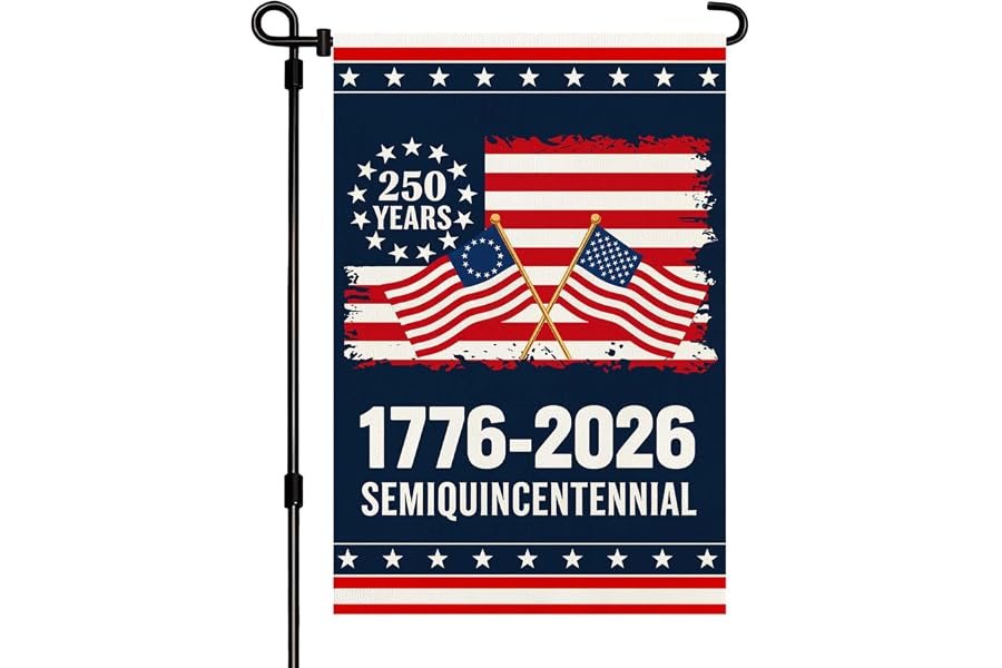 250 Anniversary USA Garden Flag, Double Sided Waterproof Patriotic American Flag 1776-2026, Outdoor Yard Decor 12x18