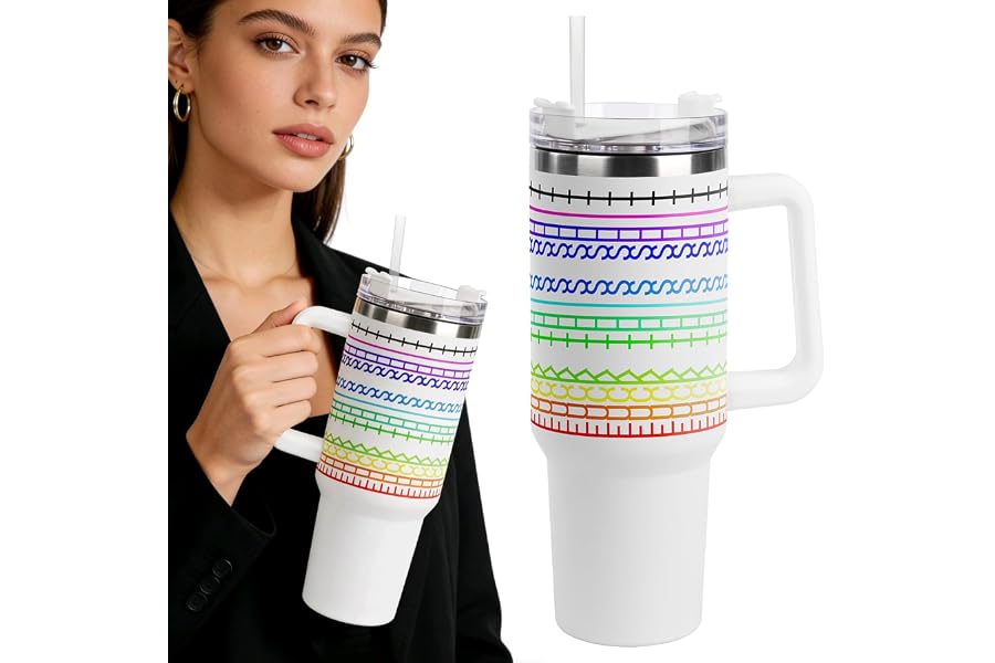 40oz Stainless Steel Insulated Tumblers With Lids And Straws, Large Tumbler With Handles, Travel Cold Coffee Tumbler Mug, Water Bottles, Hot Drinking Cup, Unique Birthday Gift for Women Men, White